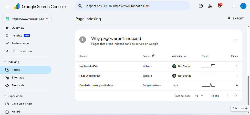Indeksiranje spletne strani