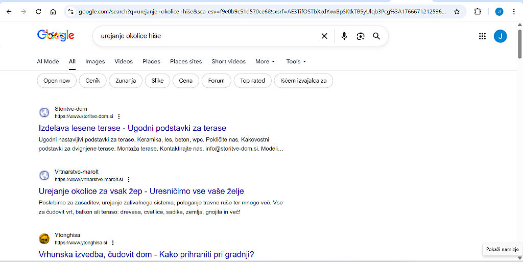 Kaj je SERP oziroma Search Engine Results Pages